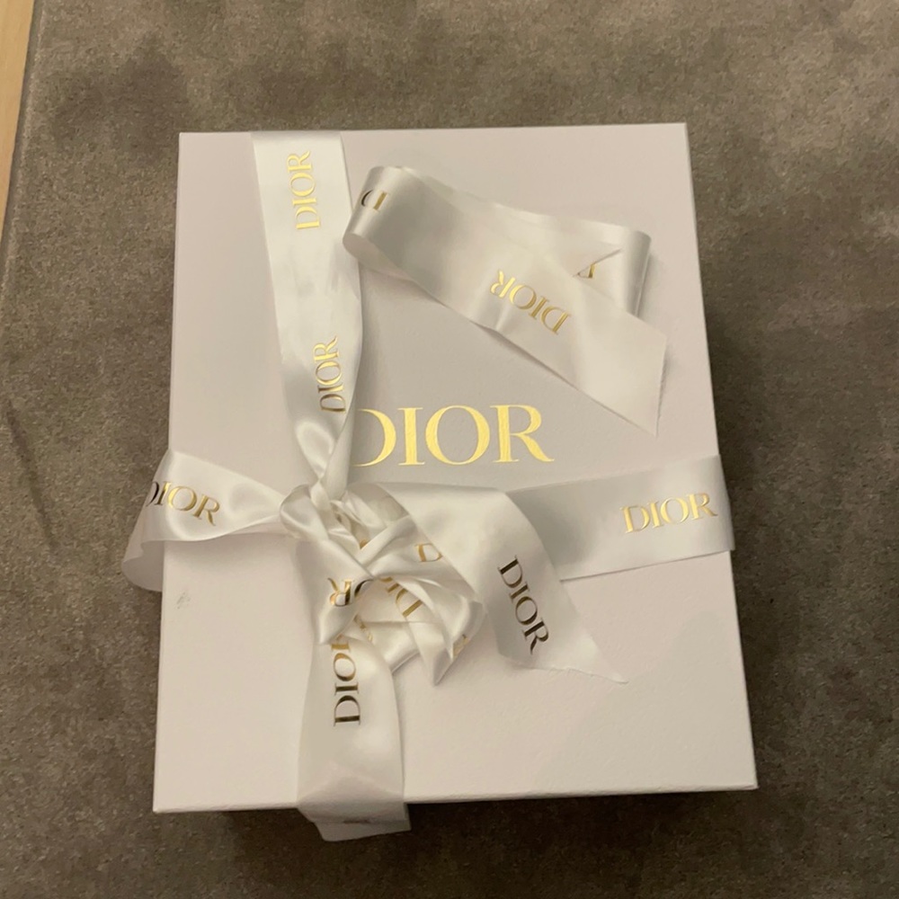 Empty Dior Gift Box and Gold and White Ribbon